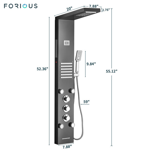 FORIOUS LED 55" Shower Panel With Fixed Shower Head & Reviews Wayfair